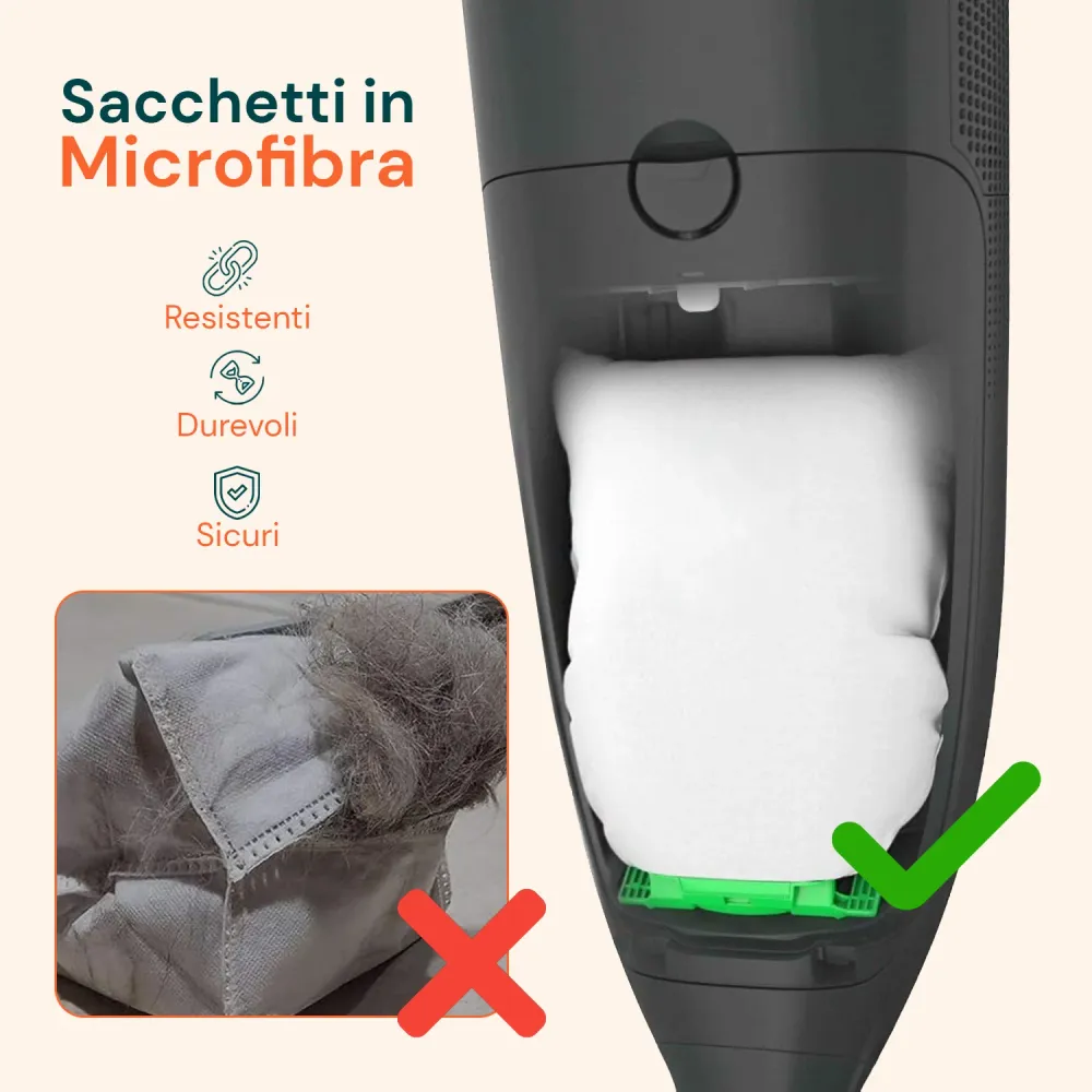 Sacchetti Compatibili VK200 Microfibra – 6 Pezzi Adattabili Vorwerk