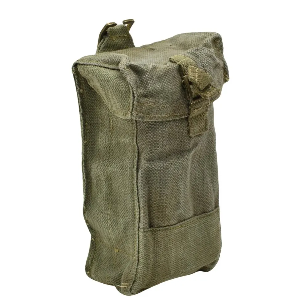 Sacoche pour chargeur en toile résistant militaire belge d'origine, petite taille, couleur olive