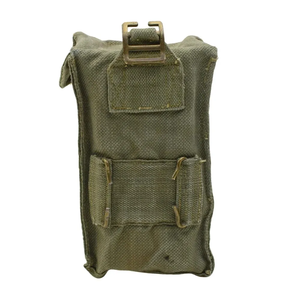 Sacoche pour chargeur en toile résistant militaire belge d'origine, petite taille, couleur olive