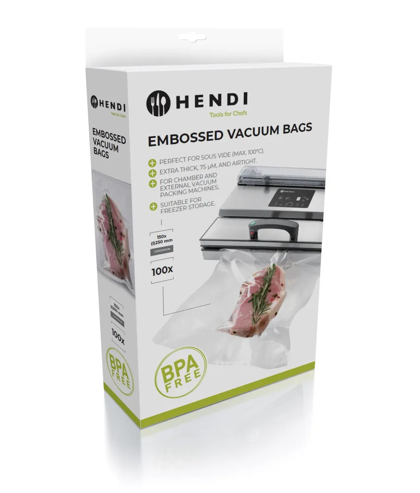 Sacs sous vide Hendi avec relief - Sacs sous vide - 150 x 400 mm - S'adapte à aux machines de mise sous vide FoodSaver