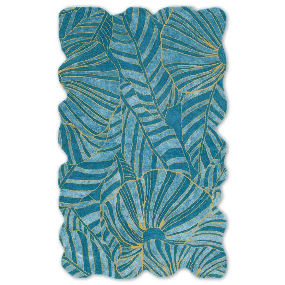 Blue Irregular Créé à la main Rug