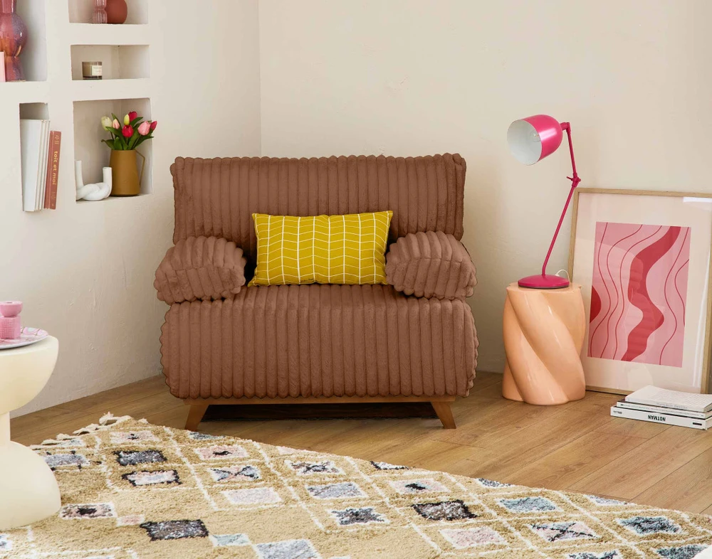 Cristal - fauteuil - modulable avec coffre - en fausse fourrure côtelée