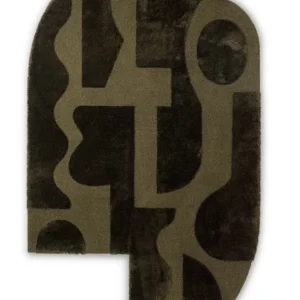 Fresco Form Forest Green Irregular Fait main Rug