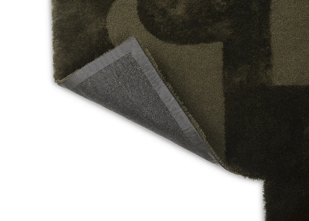 Fresco Form Forest Green Irregular Fait main Rug