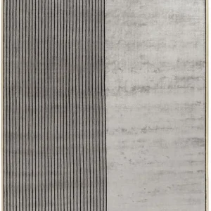 Hand Woven Grey Striped Viscose / Laine Rug