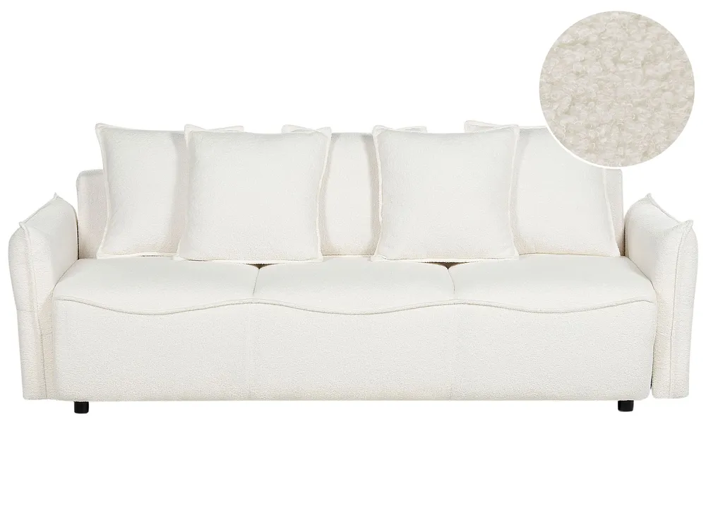 Housse de protection quad Slaapbank met opbergruimte bouclé wit KRAMA