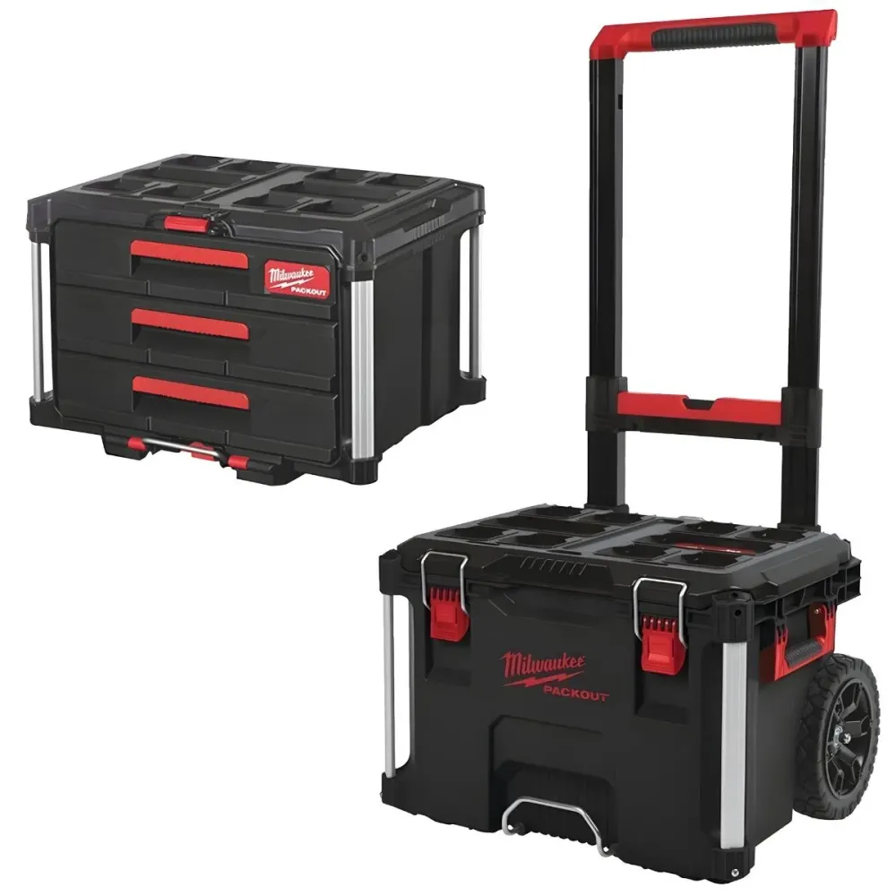 Protège-mains Milwaukee Packout Trolley Case 3 Drawer Tool Box