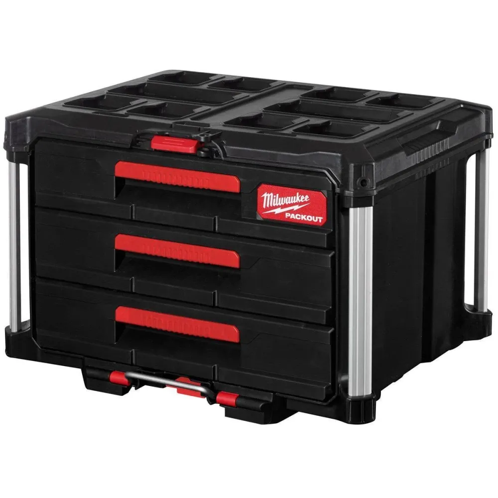 Protège-mains Milwaukee Packout Trolley Case 3 Drawer Tool Box