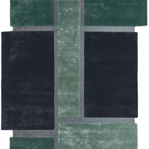 Vert olive Irregular Handmade Rug