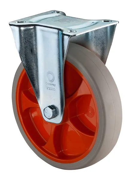 Rouleaux de transport à rouleaux fixes BS roue en caoutchouc thermoplastique jante orange pneu gris évident roulement à ro...