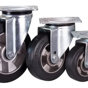 Roulette pivotante VARIOfit caoutchouc saturé élastique 125 x 40 mm noir sur jante en aluminium moulé sous pression lpg-12...