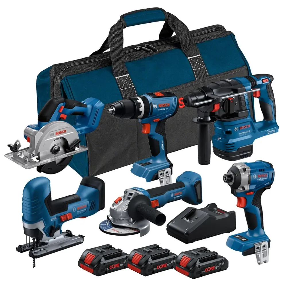 Bosch 0615A5008C 18V Brushless 6 Piece Tool Kit 3 x 4.0Ah Battery, Charger & Tool Bag
