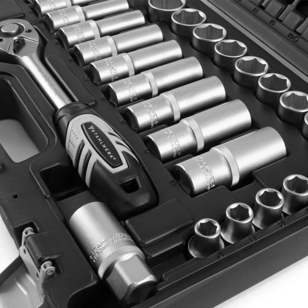 Boîte à cliquet professionnel de 60 parties en acier avec une fissure de commutation de 1/2 pouce de Chrome Vanadium Métal...