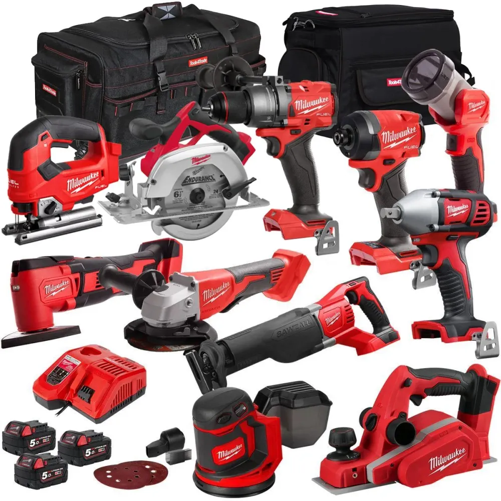 Milwaukee 18V 11 Piece Power Tool Kit 3 x 5.0Ah Batteries T4TKITM-76