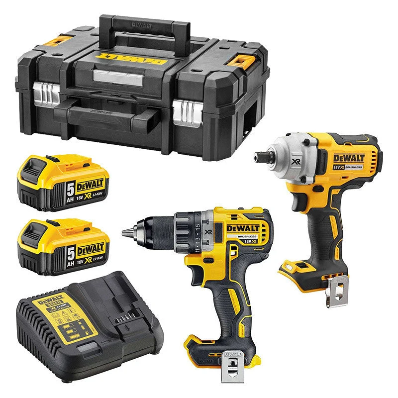 Pack 2 outils 18V DEWALT DCK2077P2T-QW : perceuse-visseuse DCD791 et boulonneuse DCF894 avec 2 batteries 5,0 Ah - Compatib...