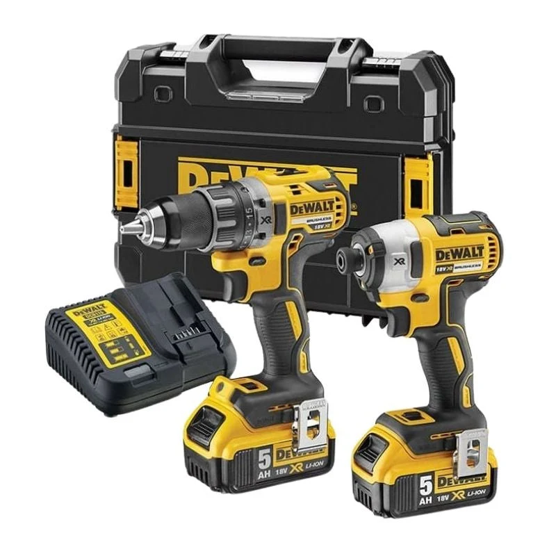Pack 2 outils 18V DEWALT DCK268P2T-QW : perceuse-visseuse petit DCD791 et visseuse à choc DCF887 avec un coffret et 2 batt...