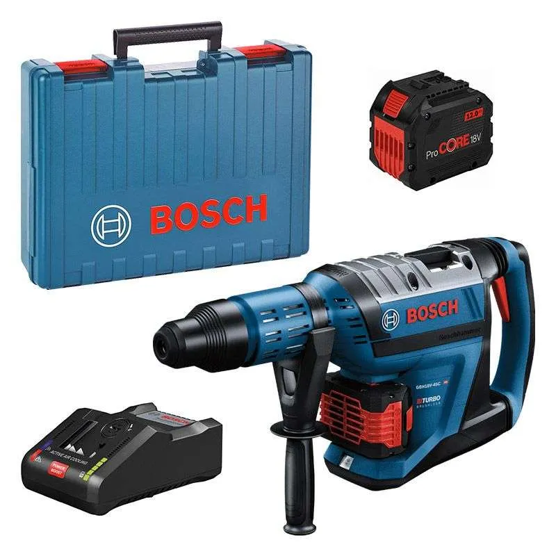 Perforateur sans-fil Bi turbo BOSCH 0611913002 - GBH 18V-45 C Qualifié SDS max + 2 batteries 2x12Ah