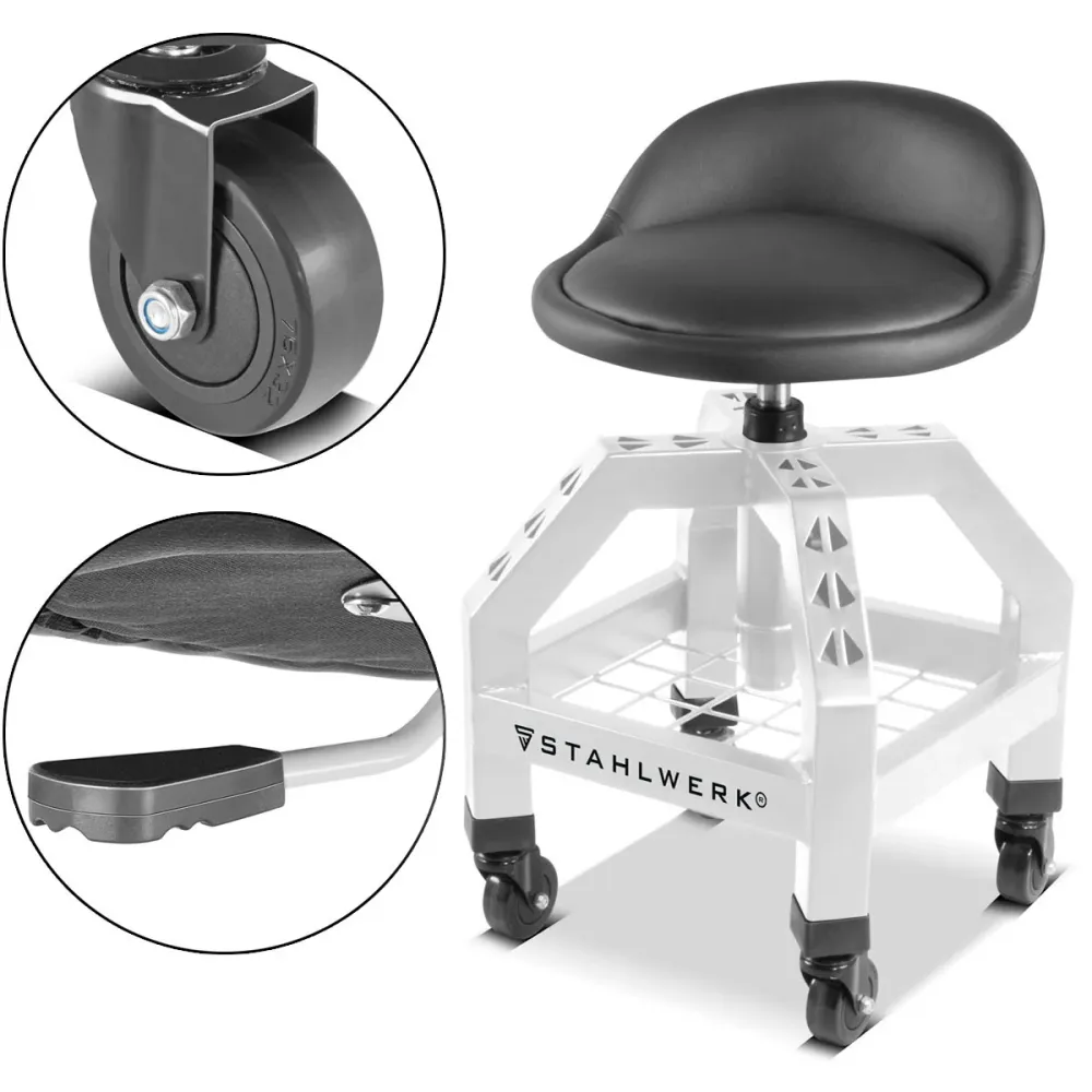 Rangement professionnel Tabouret d'atelier à hauteur d'acierworks à hauteur en acier VWH-300 ST avec élancé compartiment d...