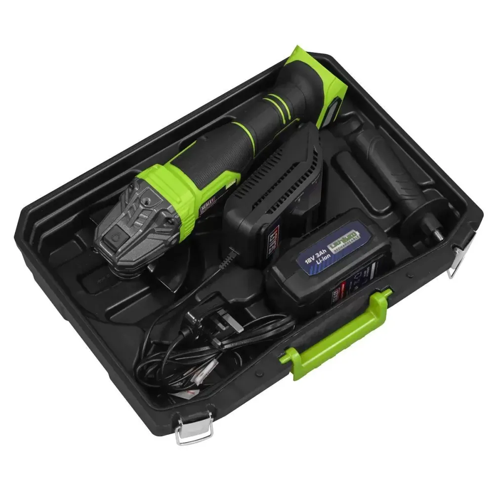 Sealey CP401LIHV 18V Angle Grinder 115mm 1 x 3Ah lithium-ion battery & 2.4A mains charger storage case