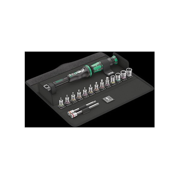 WERA WERK – Clé dynamométrique à cliquet Click-Torque 5, 2,5–25 N·m, 1/4", 290 mm – trousse de 16 pièces avec douilles et...
