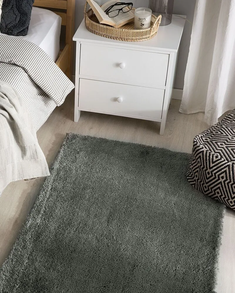 Vloerkleed tissu synthétique donkergrijs 80 x 150 cm EVREN