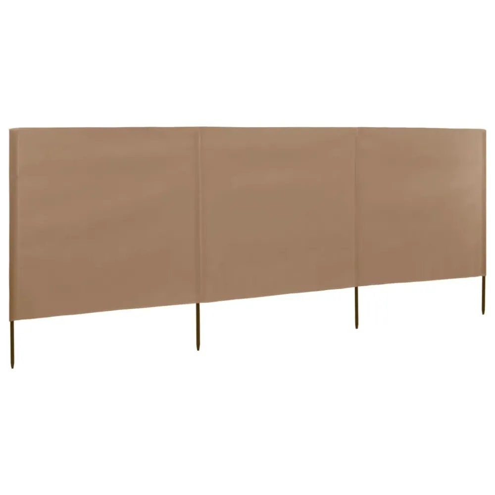 Brises-vue paravent 3 panneaux tissu 400 x 120 cm taupe 02_0008804