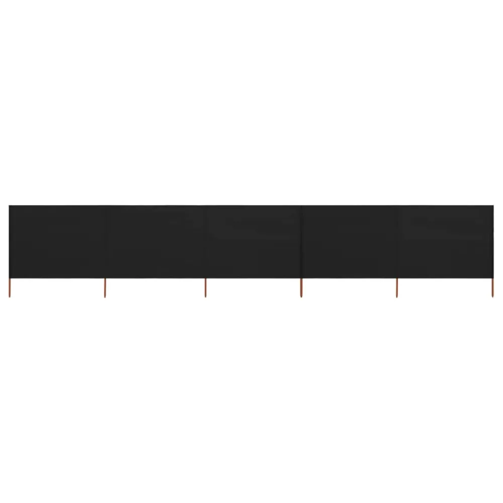 Brises-vue paravent 5 panneaux tissu 600 x 80 cm noir 02_0008833