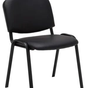 Chaise visiteur assise rembourrée en synthétique noir BUR10067