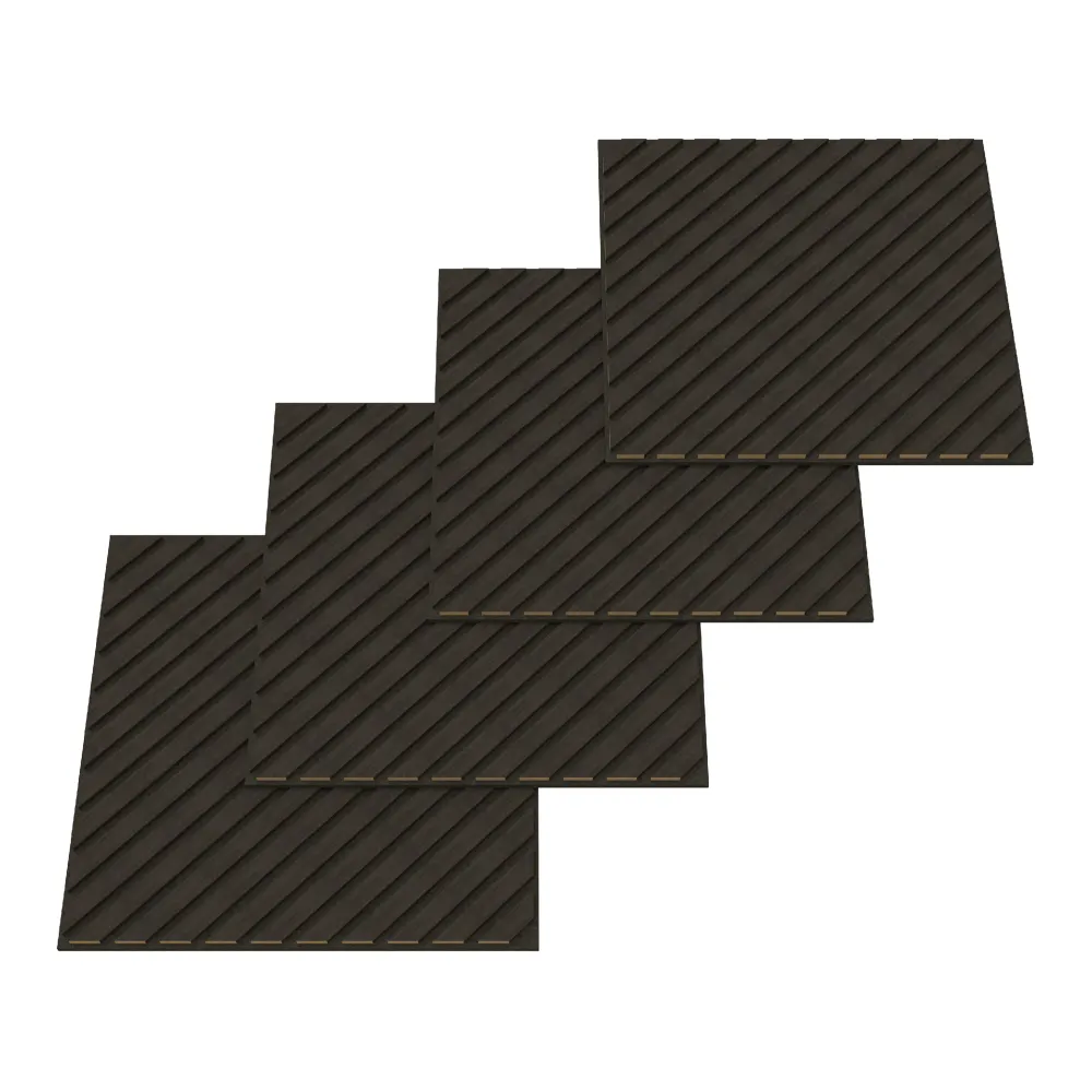 Lot de 4 panneaux acoustiques à lamelles en diagonale 1,44 m² effet chêne gris noir 03_0009865