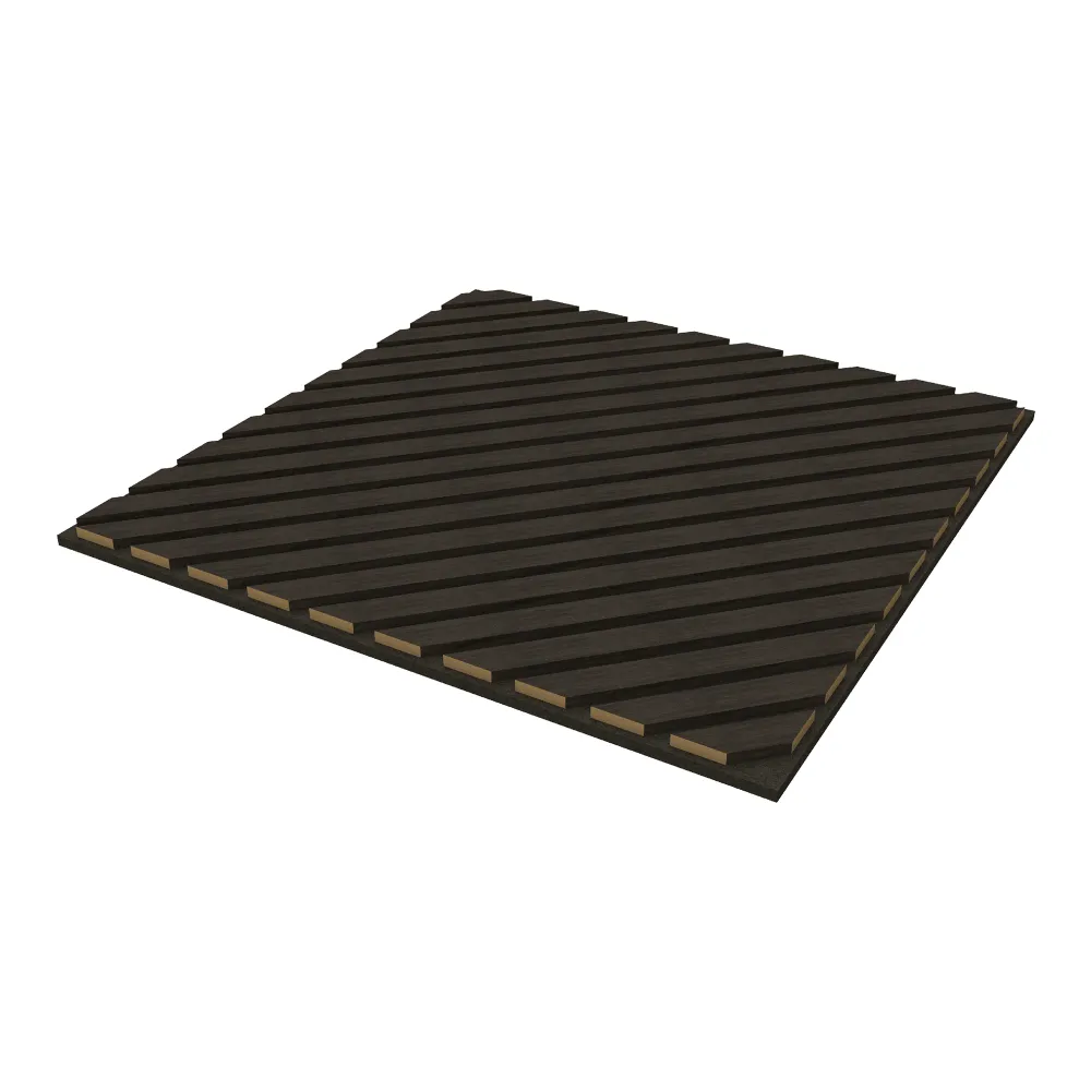 Lot de 4 panneaux acoustiques à lamelles en diagonale 1,44 m² effet chêne gris noir 03_0009865