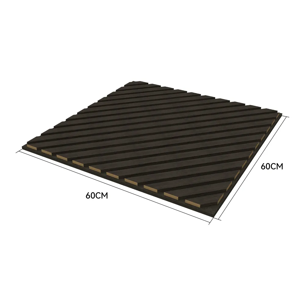 Lot de 4 panneaux acoustiques à lamelles en diagonale 1,44 m² effet chêne gris noir 03_0009865