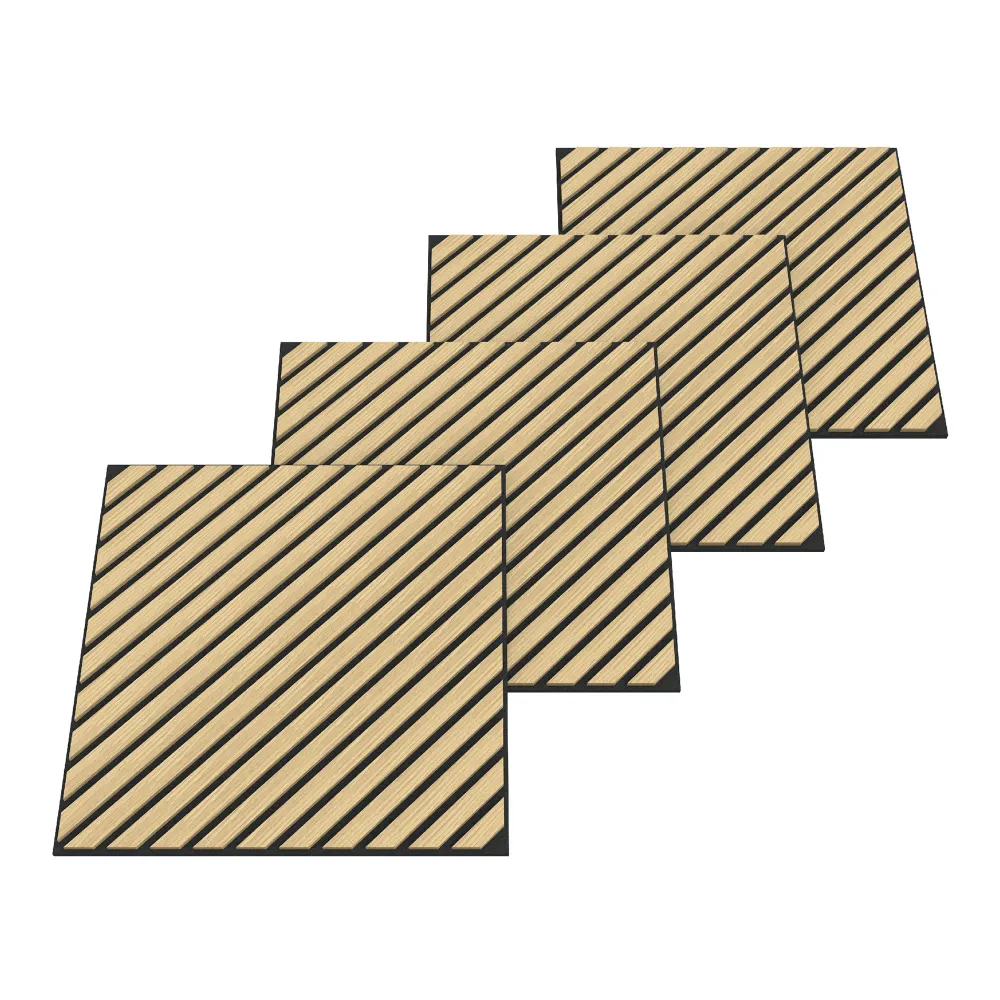 Lot de 4 panneaux acoustiques à lamelles en diagonale 1,44 m² effet chêne 03_0009862