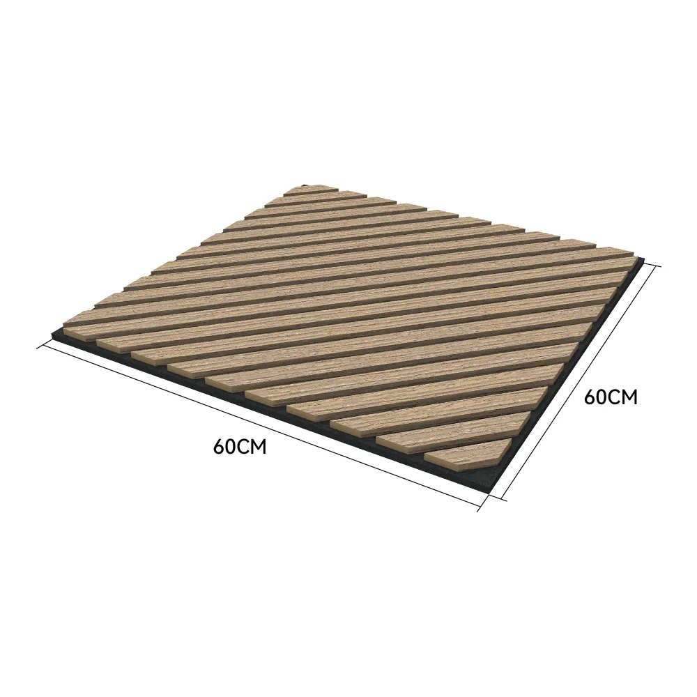 Lot de 4 panneaux acoustiques à lamelles en diagonale 1,44 m² effet noyer, net 03_0009866