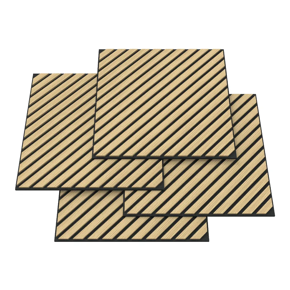 Lot de 8 panneaux acoustiques à lamelles en diagonale 2,88 m² effet chêne 03_0009923