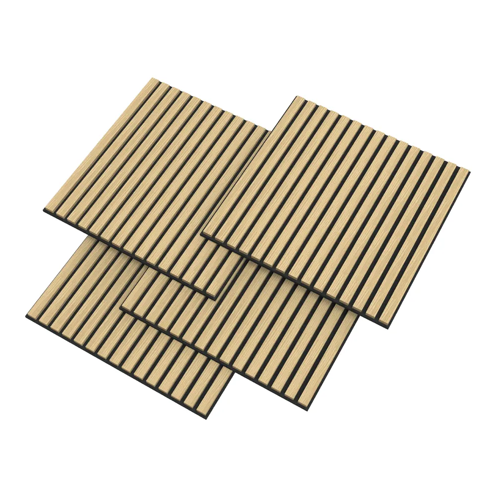 Lot de 8 panneaux acoustiques à lamelles droites 2,88 m² effet chêne 03_0009922