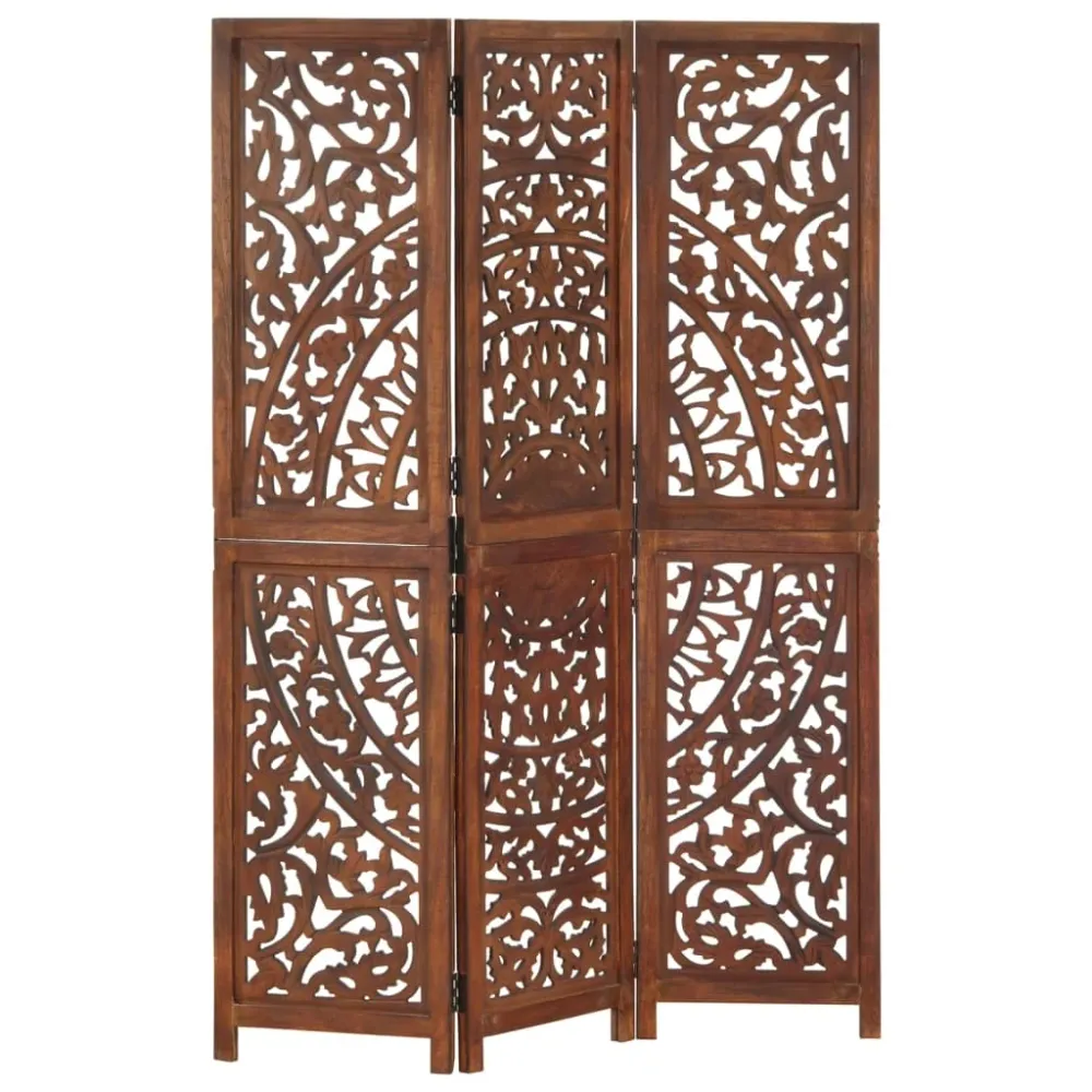 Paravent séparateur de pièce cloison 3 panneaux 120 x 165cm bois manguier marron DEC030774