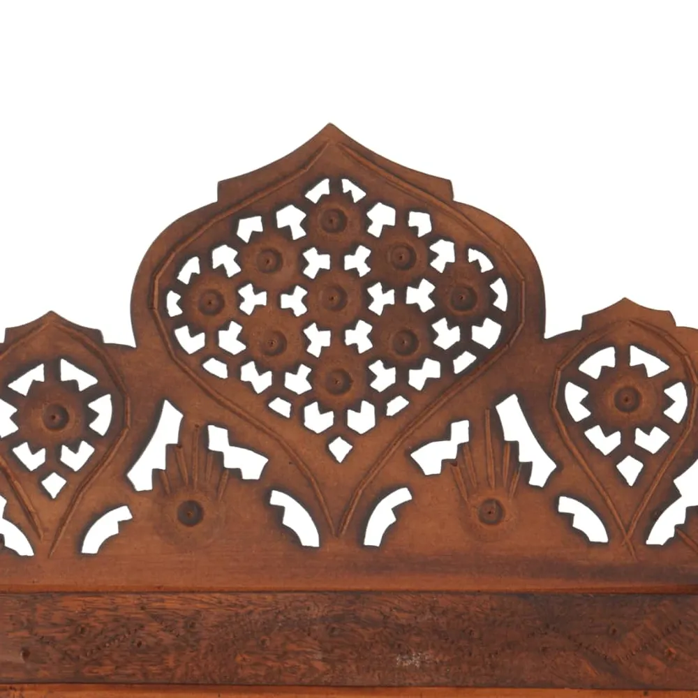 Paravent séparateur de pièce cloison 4 panneaux motifs sculptés à la main 160 x 165cm bois manguier marron DEC030872
