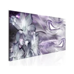 Tableau Lilies and Waves (1 Part) Mince Pale Violet : Taille - 150 x 50 cm