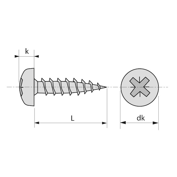 Vis pour panneaux agglomérés tête cylindrique Pozidriv® Inox A2 - 6 x 50 mm - BIVI