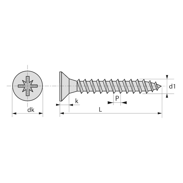 Vis pour panneaux agglomérés tête fraisée Pozidriv® Inox A2 - 4 x 50 mm - BIVI