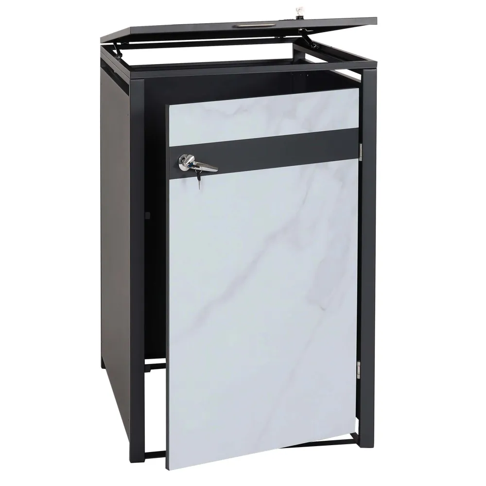Abri poubelle pour une poubelle porte verrouillable aspect marbre anthracite net 04_0005695