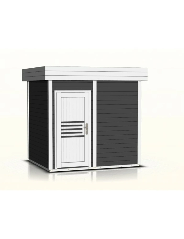Cabine de sauna anthracite extérieur prymula 4 places 253,8x203,8 x h.259 cm