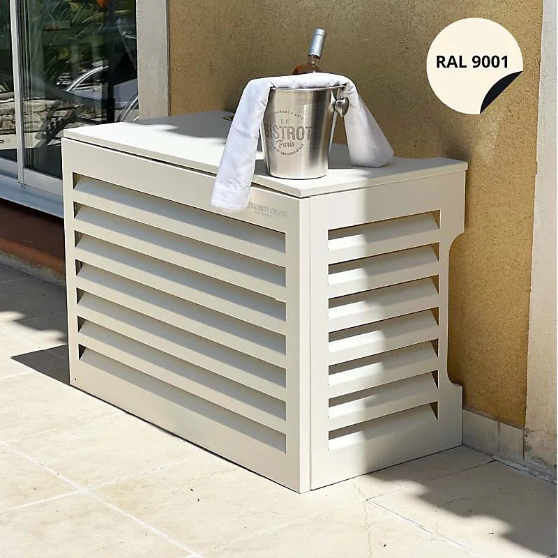 Cache climatisation Venetian Aluminium sable évident RAL9001 - Moyen L 110 x H 80 x P 55 cm