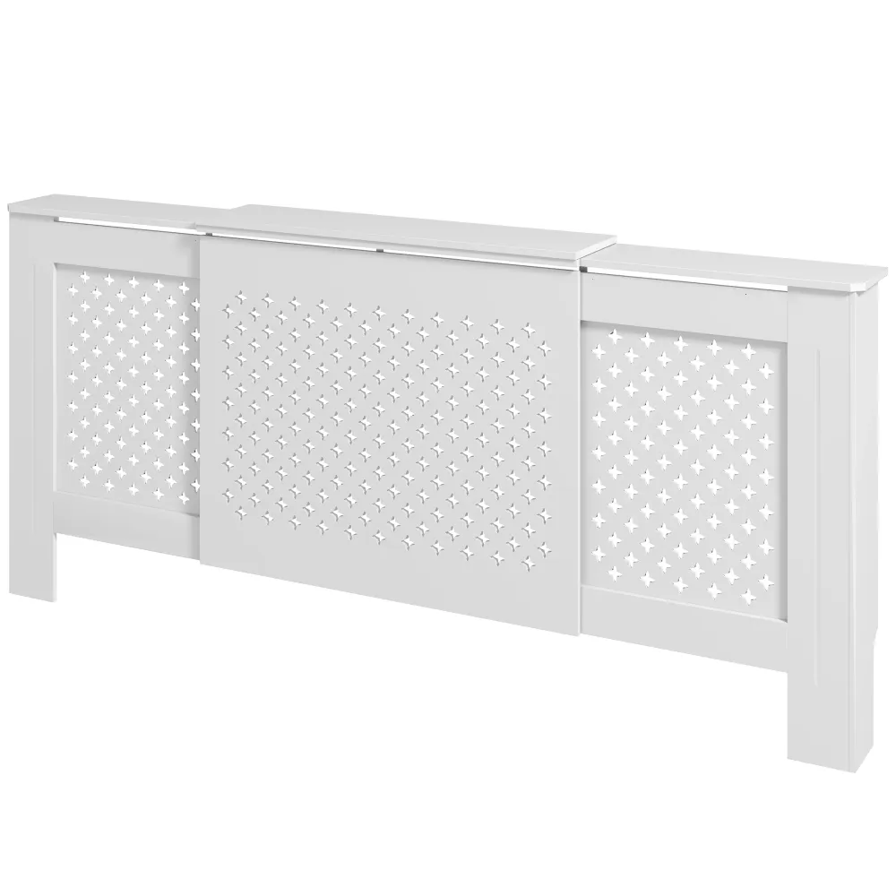 Cache radiateur ajustable couvercle de radiateur contemporain à motif nid d'abeille 136-200 x 21,5 x 91,7 cm cache-radiate...