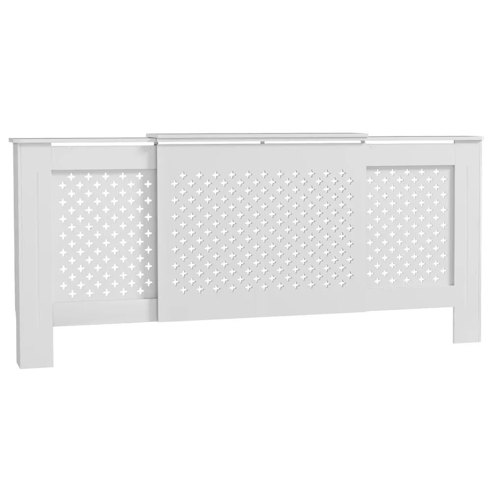 Cache radiateur ajustable couvercle de radiateur contemporain à motif nid d'abeille 136-200 x 21,5 x 91,7 cm cache-radiate...