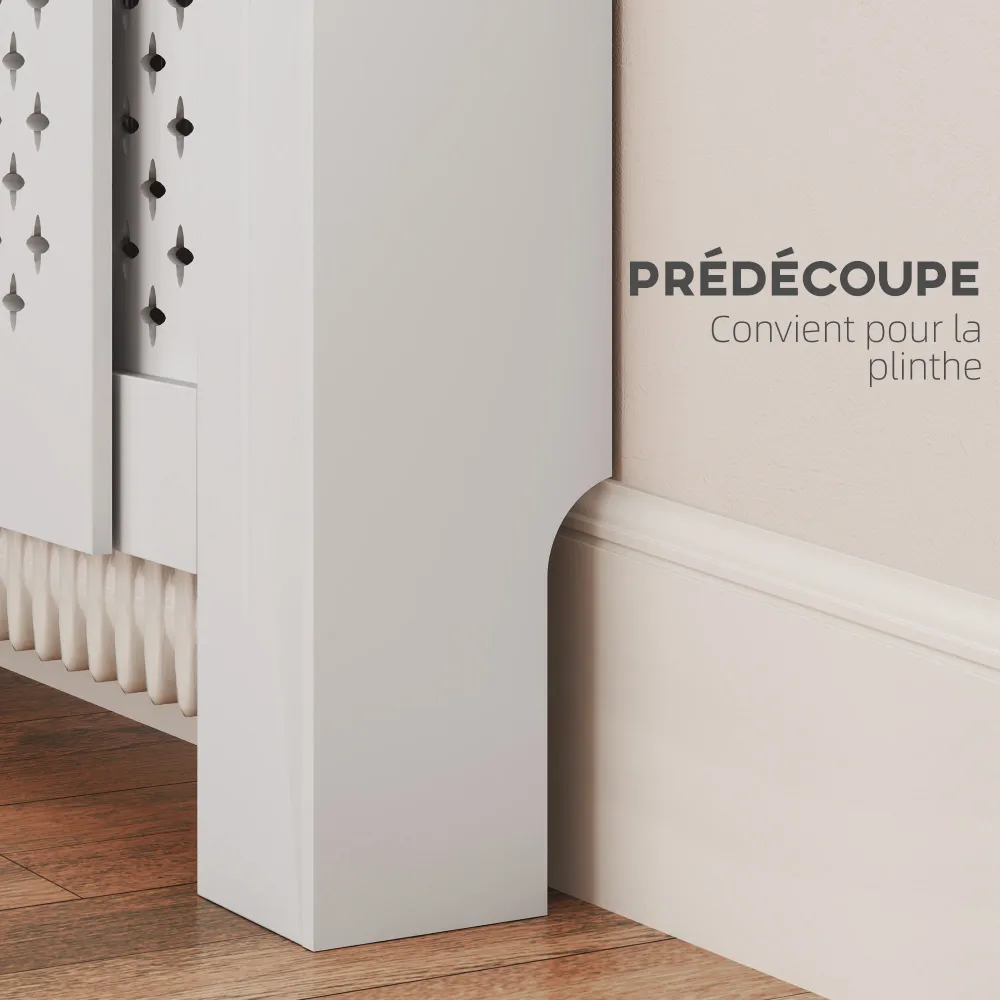 Cache radiateur ajustable couvercle de radiateur contemporain à motif nid d'abeille 136-200 x 21,5 x 91,7 cm cache-radiate...