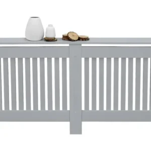 Cache-radiateur couvercle chauffage en MDF maison de campagne 152x19x82 cm gris