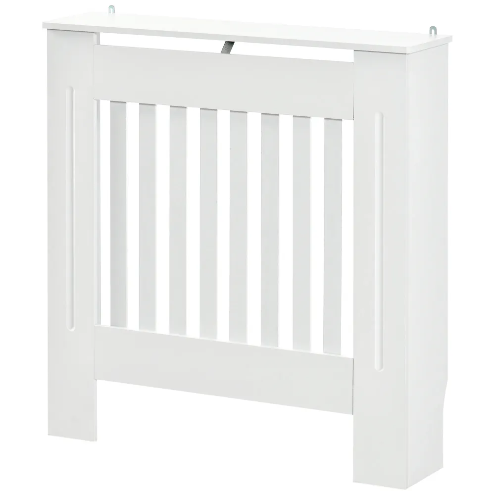 Cache-radiateur couverture radiateur grille d'ération verticale à lattes 78L x 19l x 81H cm en bois Blanc