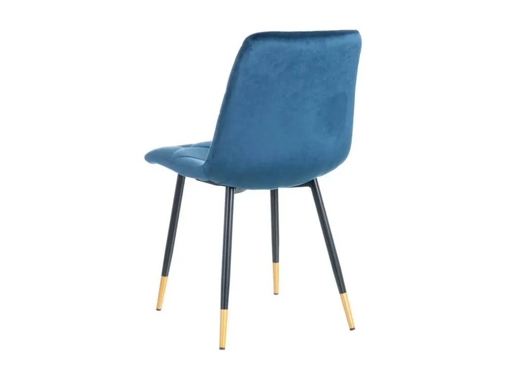 CARDO - Lot de 4 Chaises Surpiqures Carreaux Velours Bleu