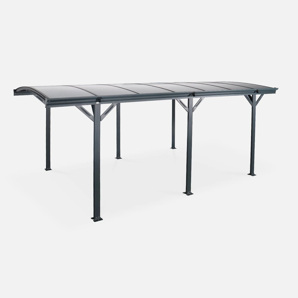 Carport de 15m² en aluminium anthracite et matériau anti-choc - le mans 5x3m - abri de voiture 500 x 300 x 220 cm